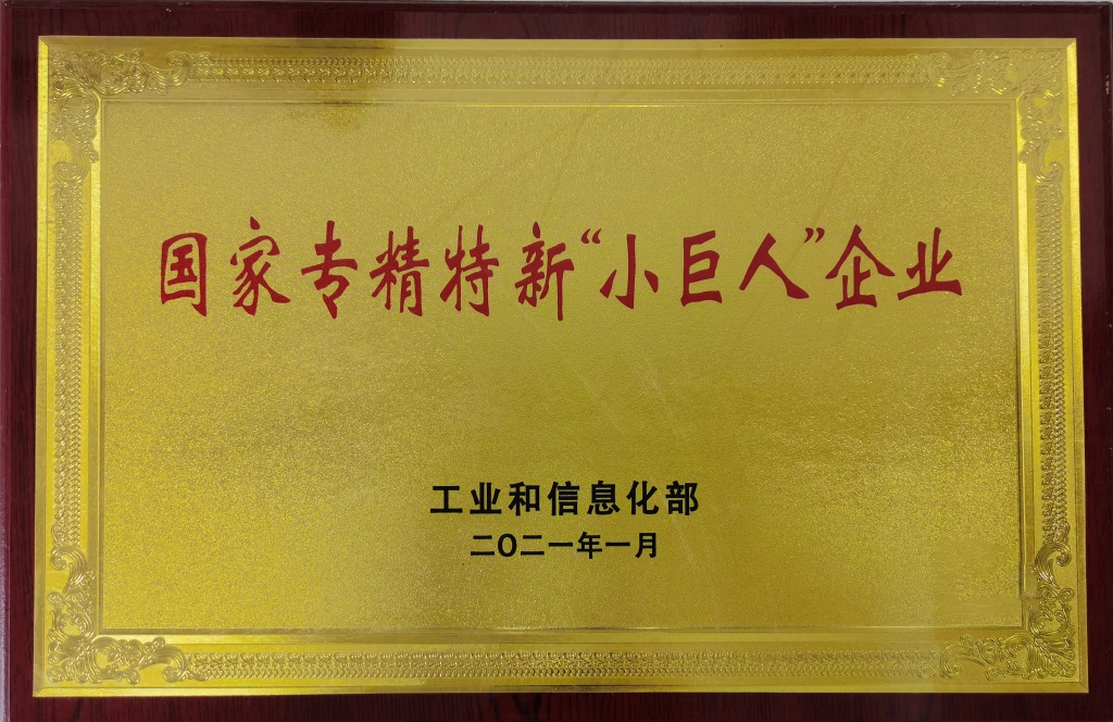 2021年工業(yè)和信息化部授予 國家專(zhuān)精特新“小巨人”企業(yè)